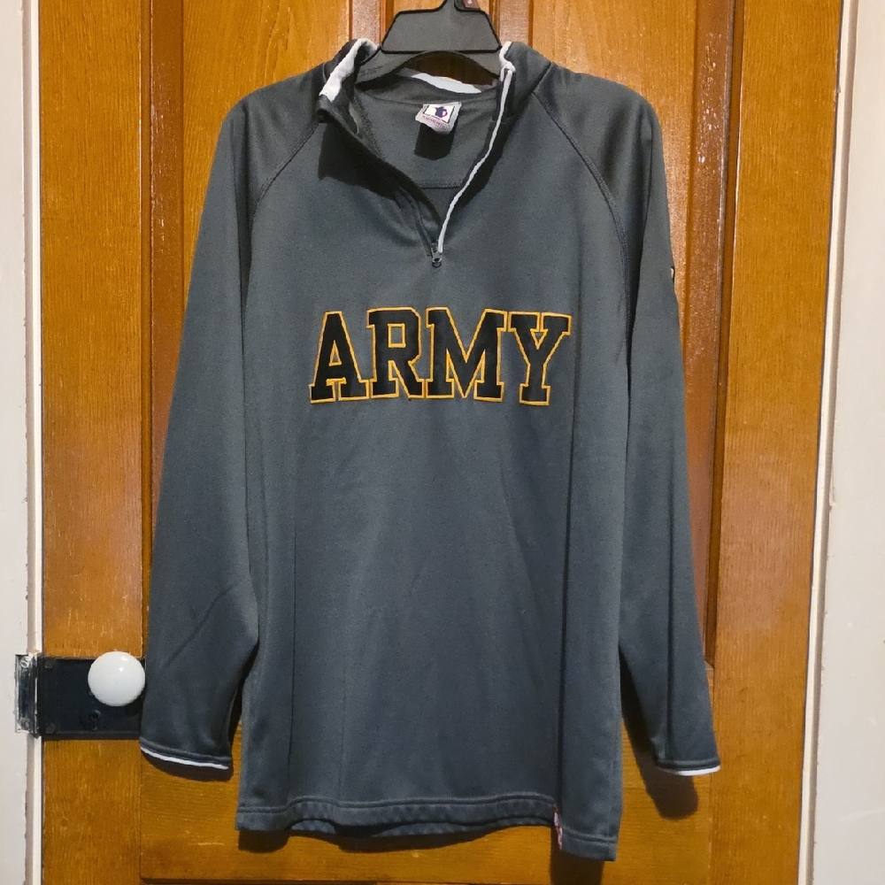 Mens Gray Army 1/4 Zip Pullover